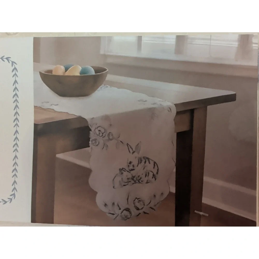 White blue embroidered